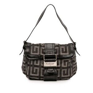 Pre-Loved Givenchy Leather Trimmed Monogram Denim Shoulder Bag